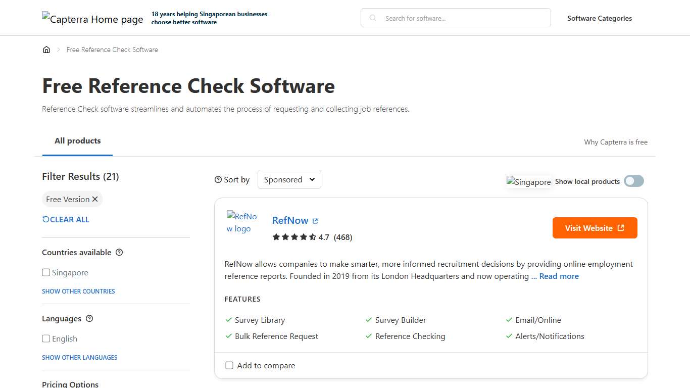 Free Reference Check Software - Capterra Singapore 2026